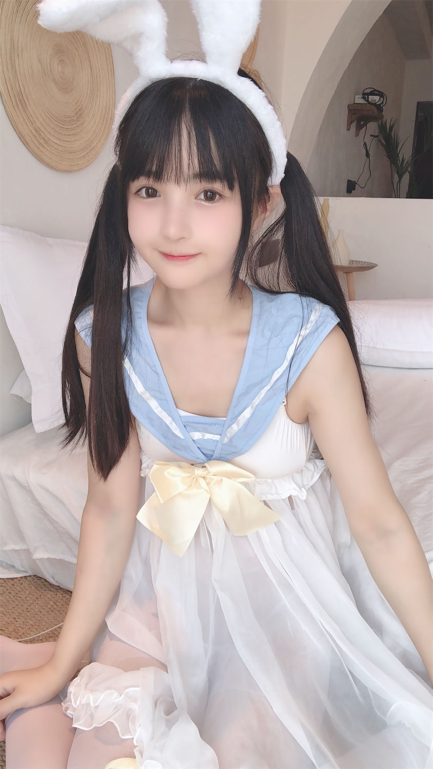 桜井宁宁蓝白水手服兔耳50图插图1